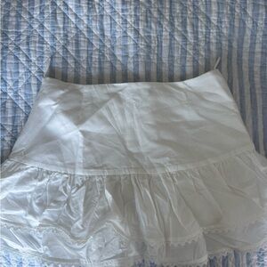 Zara White Ruffled Mini Skirt